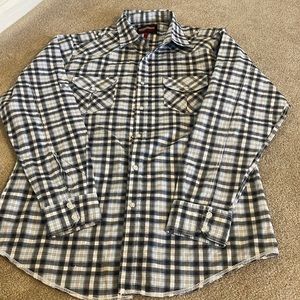 Men Large checkered, western, button down pearl snap button long sleeve shirt